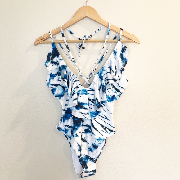 blue tie dye swimsuit